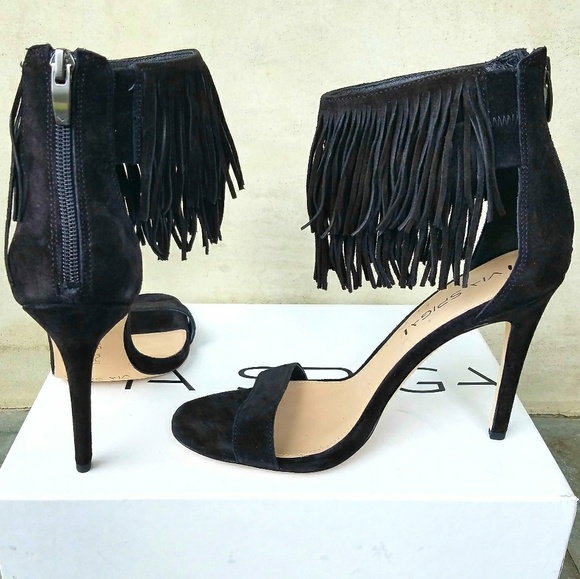 Layered Fringe Suede Via Spiga Sandals - Picture 5 of 8